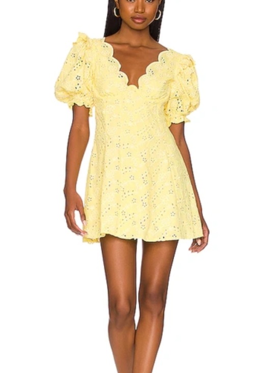 For Love And Lemons Dresses & Skirts - For Love & Lemons Lemon Eyelet Puff-Sleeve Mini Dress